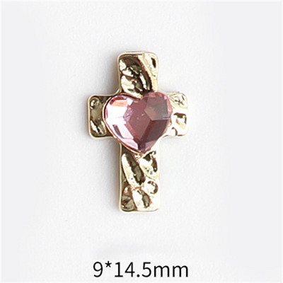 10 vnt. kryžius su krištoliniais širdžių nagų dekorais Sidabrinis auksas Prabangūs deimantai Papuošalai Lydinys Blizgučiai 3D Kalnų krištolas cirkonio priedai