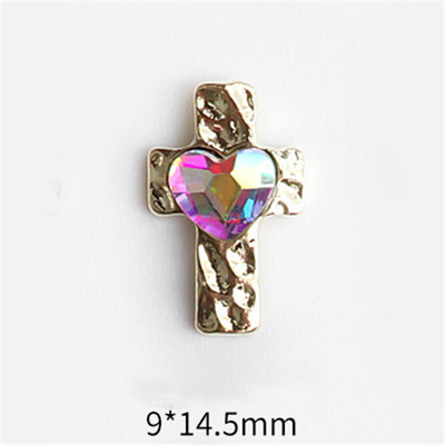 10 vnt. kryžius su krištoliniais širdžių nagų dekorais Sidabrinis auksas Prabangūs deimantai Papuošalai Lydinys Blizgučiai 3D Kalnų krištolas cirkonio priedai