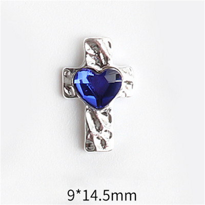 10 vnt. kryžius su krištoliniais širdžių nagų dekorais Sidabrinis auksas Prabangūs deimantai Papuošalai Lydinys Blizgučiai 3D Kalnų krištolas cirkonio priedai