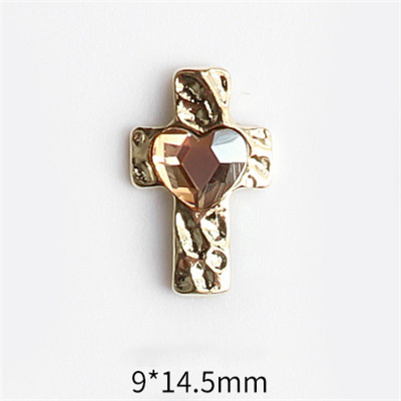 10 vnt. kryžius su krištoliniais širdžių nagų dekorais Sidabrinis auksas Prabangūs deimantai Papuošalai Lydinys Blizgučiai 3D Kalnų krištolas cirkonio priedai