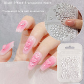100 vnt Clear Love Heart Nail Art Charms Skaidrūs krištolo dervos nagų dekorai Želė Kalnų krištolo skaistalų efekto papuošalai manikiūrui