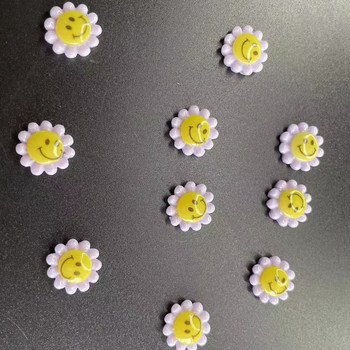 10 бр. Sun Flower Smiles Nail Rhinestones 3D Kawaii Resin Nails Art Charms 11x11 mm Цветни аксесоари за маникюр Декорации 2022