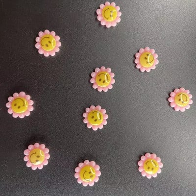 10Pcs Sun Flower Smiles Nail Rhinestones 3D Kawaii Resin Nails Art Charms 11x11mm Šareni pribor za manikuru Dekoracije 2022.