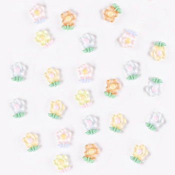 10 бр. Големи цветя Части за нокти Карикатура Корейски сладки талисмани за нокти Стразични кристали 3D ярки кремави аксесоари Маникюр Бижута 13 мм * 16 мм