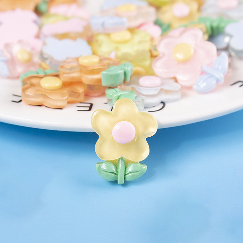 10 vnt. Didelės gėlės Nagų dalys Animacinis filmas Korėjietiškas mielas nagų žavesys Kalnų krištolas 3D Ryškus kremas Priedai Manikiūro papuošalai 13mm*16mm