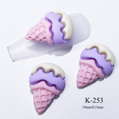 10db Macaron Ice Cream kúp Nail Art Ékszer Krém Aranyos Desszert 3D Édes Kiegészítők Színes Kawaii Nails Dekorációk 13*19mm