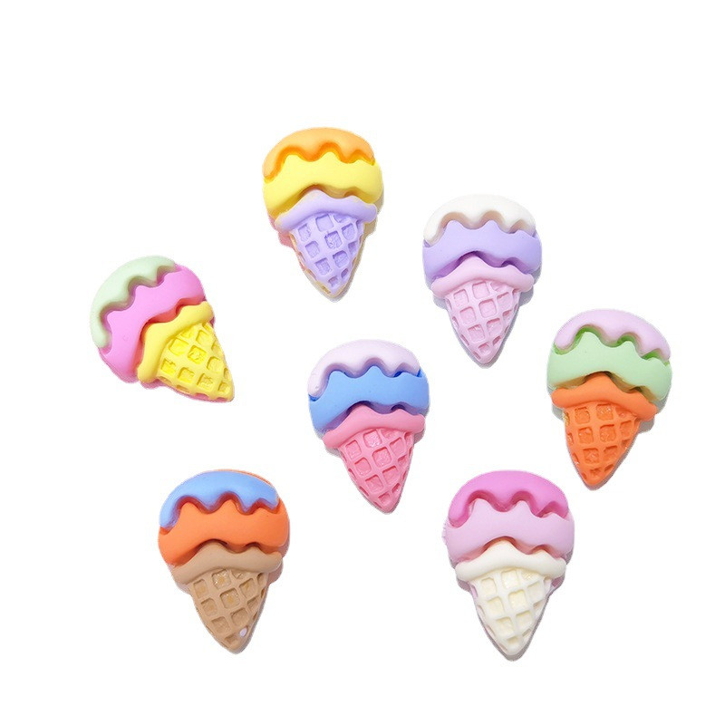 10db Macaron Ice Cream kúp Nail Art Ékszer Krém Aranyos Desszert 3D Édes Kiegészítők Színes Kawaii Nails Dekorációk 13*19mm