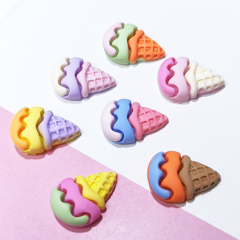 10db Macaron Ice Cream kúp Nail Art Ékszer Krém Aranyos Desszert 3D Édes Kiegészítők Színes Kawaii Nails Dekorációk 13*19mm