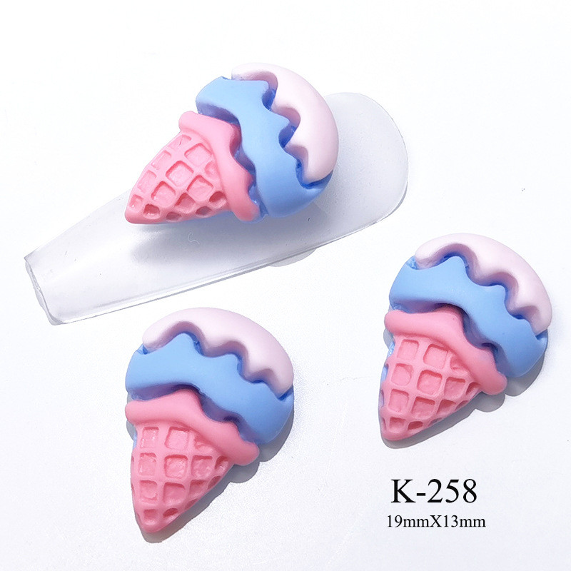 10db Macaron Ice Cream kúp Nail Art Ékszer Krém Aranyos Desszert 3D Édes Kiegészítők Színes Kawaii Nails Dekorációk 13*19mm