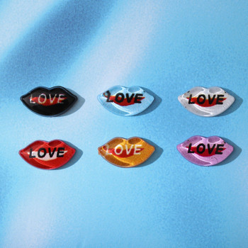 20Pcs Kissbye Украси за нокти за устни LOVE English Letter Resin Charms Part 3D Heart Beauty Girl Head Crystal Nails Art Ornaments