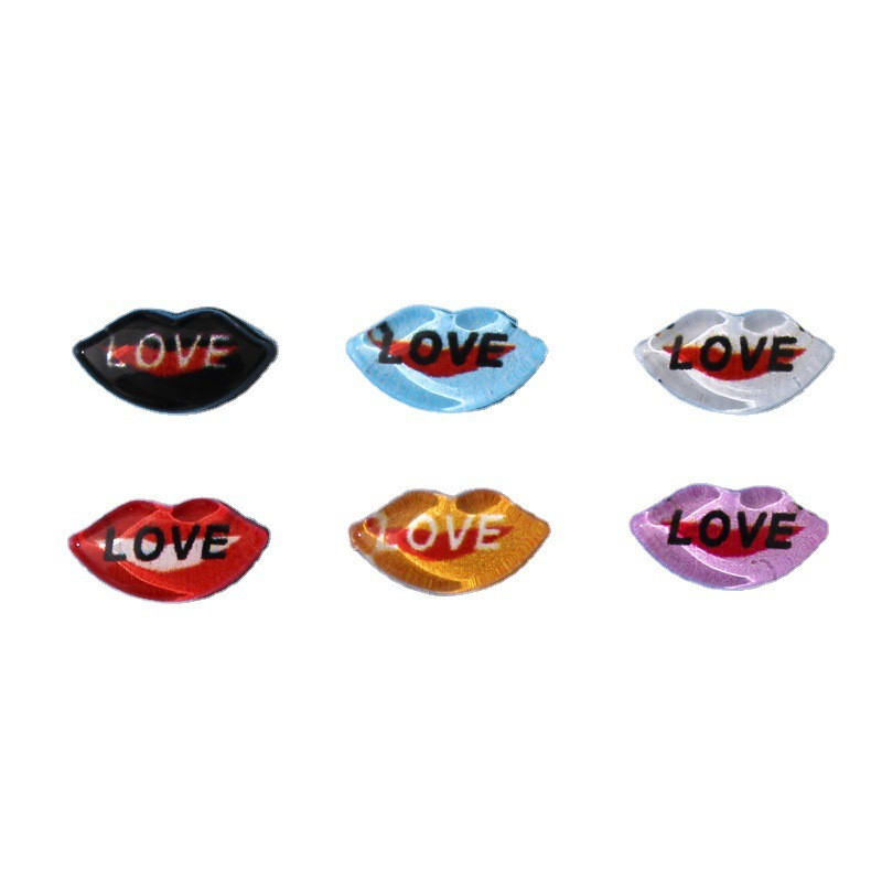 20 vnt. Kissbye lūpų nagų papuošimai LOVE angliškų raidžių dervos žavesiai, dalis 3D širdis, grožis, mergaitė, galva, krištoliniai nagai, papuošalai