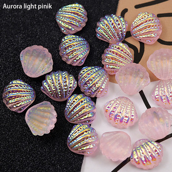 20Pcs Aurora Shell Nail Art Rhinestones Charms Parts 3D Shinny Beach Русалка Цветна смола Нокти Корейски маникюр Декор 10*11,5 mm