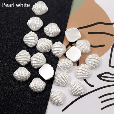 20vnt Aurora Shell Nail Art Rhinestones Charms Dalys 3D Shinny Beach Mermaid Spalvotos dervos nagai Korėjietiško manikiūro dekoras 10*11.5mm