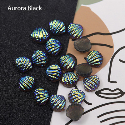 20vnt Aurora Shell Nail Art Rhinestones Charms Dalys 3D Shinny Beach Mermaid Spalvotos dervos nagai Korėjietiško manikiūro dekoras 10*11.5mm