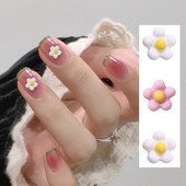 50vnt japoniškų margučių nagų dekoracijos dervos gėlės papuošalai 3D mini florets derva Kawaii rožinė balta nagų dailės priedai 5 mm