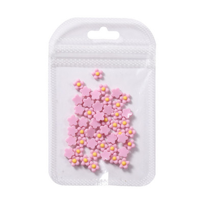 50vnt japoniškų margučių nagų dekoracijos dervos gėlės papuošalai 3D mini florets derva Kawaii rožinė balta nagų dailės priedai 5 mm