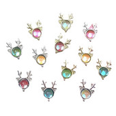 10 vnt briedžių krištolo lydinio nagų priedai žavesiai 3D prabangūs elnio galvos krištoliniai akmenys nagų dekoracijos 3D Aurora magiški brangakmeniai