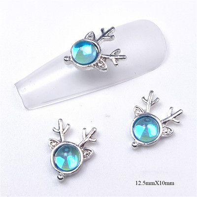 10 vnt briedžių krištolo lydinio nagų priedai žavesiai 3D prabangūs elnio galvos krištoliniai akmenys nagų dekoracijos 3D Aurora magiški brangakmeniai