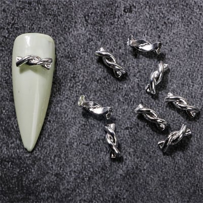 20 vnt japoniškų susuktų nagų lydinio pakabukai aukso sidabro detalės dekorai nagai priedai 3D tuščiaviduriai prancūziški kanapiniai virveliai nagų dalys puošia G1