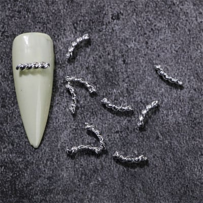 20 vnt japoniškų susuktų nagų lydinio pakabukai aukso sidabro detalės dekorai nagai priedai 3D tuščiaviduriai prancūziški kanapiniai virveliai nagų dalys puošia G1