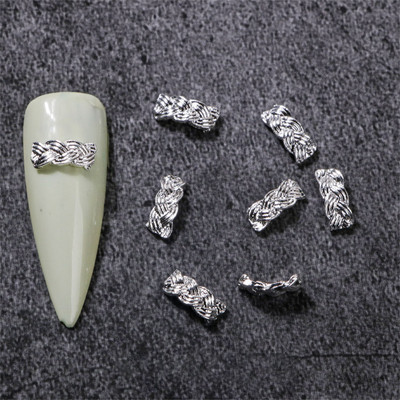 20 vnt japoniškų susuktų nagų lydinio pakabukai aukso sidabro detalės dekorai nagai priedai 3D tuščiaviduriai prancūziški kanapiniai virveliai nagų dalys puošia G1