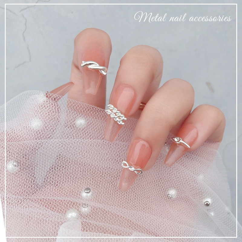20 vnt japoniškų susuktų nagų lydinio pakabukai aukso sidabro detalės dekorai nagai priedai 3D tuščiaviduriai prancūziški kanapiniai virveliai nagų dalys puošia G1