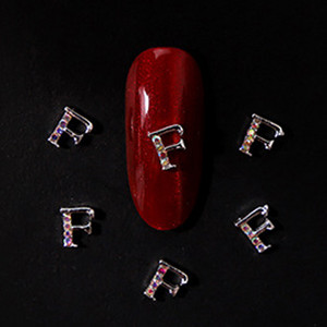 10vnt 3D nagų pakabukai aukso sidabro abėcėlė Kalnų krištolas lydinys metalas ABC raidžių antgaliai Dekoracijos Blizgučiai nagų detalės dekoravimas S26