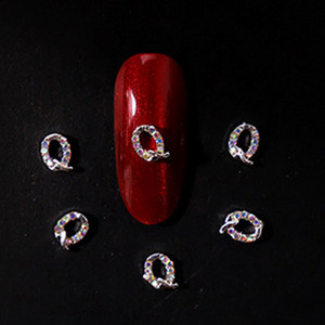 10vnt 3D nagų pakabukai aukso sidabro abėcėlė Kalnų krištolas lydinys metalas ABC raidžių antgaliai Dekoracijos Blizgučiai nagų detalės dekoravimas S26