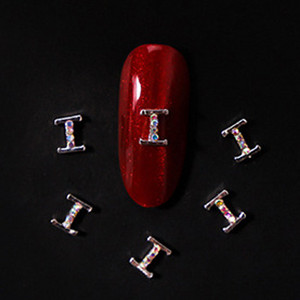 10vnt 3D nagų pakabukai aukso sidabro abėcėlė Kalnų krištolas lydinys metalas ABC raidžių antgaliai Dekoracijos Blizgučiai nagų detalės dekoravimas S26