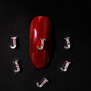 10vnt 3D nagų pakabukai aukso sidabro abėcėlė Kalnų krištolas lydinys metalas ABC raidžių antgaliai Dekoracijos Blizgučiai nagų detalės dekoravimas S26