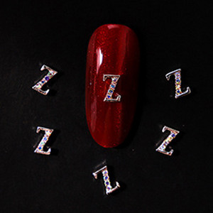 10vnt 3D nagų pakabukai aukso sidabro abėcėlė Kalnų krištolas lydinys metalas ABC raidžių antgaliai Dekoracijos Blizgučiai nagų detalės dekoravimas S26