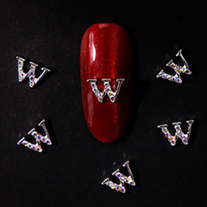 10vnt 3D nagų pakabukai aukso sidabro abėcėlė Kalnų krištolas lydinys metalas ABC raidžių antgaliai Dekoracijos Blizgučiai nagų detalės dekoravimas S26