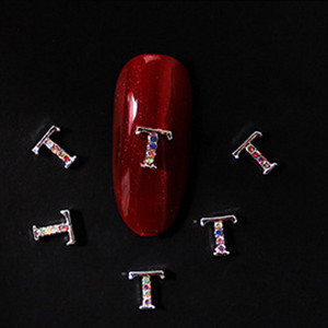 10vnt 3D nagų pakabukai aukso sidabro abėcėlė Kalnų krištolas lydinys metalas ABC raidžių antgaliai Dekoracijos Blizgučiai nagų detalės dekoravimas S26