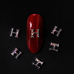 10vnt 3D nagų pakabukai aukso sidabro abėcėlė Kalnų krištolas lydinys metalas ABC raidžių antgaliai Dekoracijos Blizgučiai nagų detalės dekoravimas S26