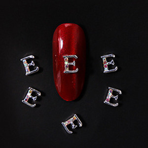 10vnt 3D nagų pakabukai aukso sidabro abėcėlė Kalnų krištolas lydinys metalas ABC raidžių antgaliai Dekoracijos Blizgučiai nagų detalės dekoravimas S26