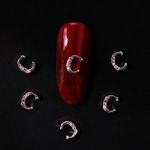 10vnt 3D nagų pakabukai aukso sidabro abėcėlė Kalnų krištolas lydinys metalas ABC raidžių antgaliai Dekoracijos Blizgučiai nagų detalės dekoravimas S26