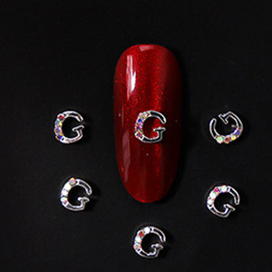 10vnt 3D nagų pakabukai aukso sidabro abėcėlė Kalnų krištolas lydinys metalas ABC raidžių antgaliai Dekoracijos Blizgučiai nagų detalės dekoravimas S26