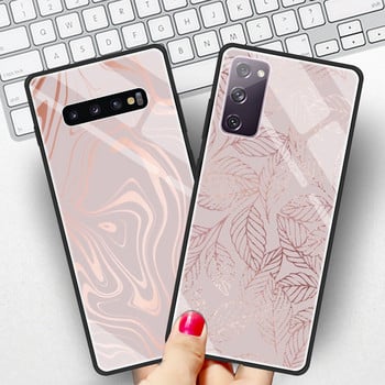 Γυάλινη θήκη για Samsung Galaxy S20 FE S10 Plus S21 Ultra Note 10 Lite 20 S9 S10e S8 9 Tempered Phone Cover Rose Pink Bling Funda