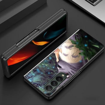 Θήκη τηλεφώνου για Samsung Galaxy Z Fold 3 5G Μαύρο σκληρό κάλυμμα ZFold 3 Πολυτελείς αντικραδασμικές θήκες προφυλακτήρα Fundas Studio Ghibli Totoro