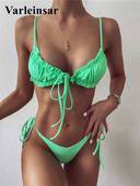 3 boje Seksi bikini s volanima Ženski kupaći kostim Ženski kupaći kostim Dvodijelni komplet bikinija na vezanje Kupaći kostim za plivanje V2420