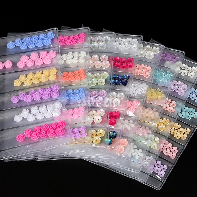 6 rács/csomag 3D rózsa különböző sziromgyanta mázas virágok gyöngy Aril körömdíszítés strassz drágakövek díszítések manikűr barkács tippek GZH#