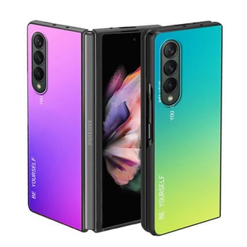 Θήκη τηλεφώνου για Samsung Galaxy Z Fold 3 5G Μαύρο σκληρό κάλυμμα ZFold 3 Πολυτελείς αντικραδασμικές θήκες προφυλακτήρα Fundas Gradient BE YOURSELF