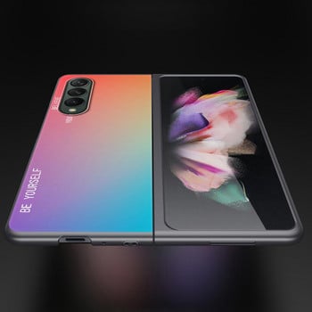 Θήκη τηλεφώνου για Samsung Galaxy Z Fold 3 5G Μαύρο σκληρό κάλυμμα ZFold 3 Πολυτελείς αντικραδασμικές θήκες προφυλακτήρα Fundas Gradient BE YOURSELF