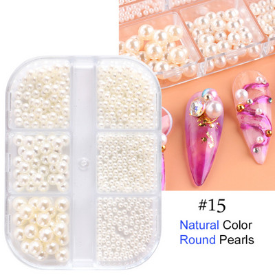 Charms Pearl Nail Art Dekorációk Fehér Lila Arany Acélgyöngyök Golyós 3D Köröm Ékszerek Kristály Strasszkövek Barkács manikűr TR6ZZ01-17
