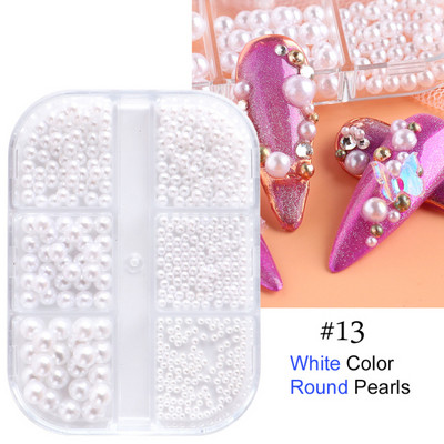 Charms Pearl Nail Art Dekorációk Fehér Lila Arany Acélgyöngyök Golyós 3D Köröm Ékszerek Kristály Strasszkövek Barkács manikűr TR6ZZ01-17