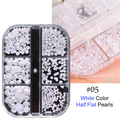 Charms Pearl Nail Art Dekorációk Fehér Lila Arany Acélgyöngyök Golyós 3D Köröm Ékszerek Kristály Strasszkövek Barkács manikűr TR6ZZ01-17