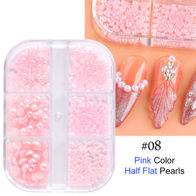 Charms Pearl Nail Art Dekorációk Fehér Lila Arany Acélgyöngyök Golyós 3D Köröm Ékszerek Kristály Strasszkövek Barkács manikűr TR6ZZ01-17