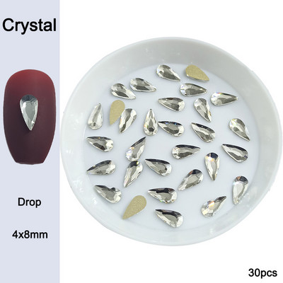 30/100 db Kristályfehér körömdíszítés strasszos kiegészítők lapos üveg kő strassz vegyes formájú barkácsolás divatos 3D körömdíszítés