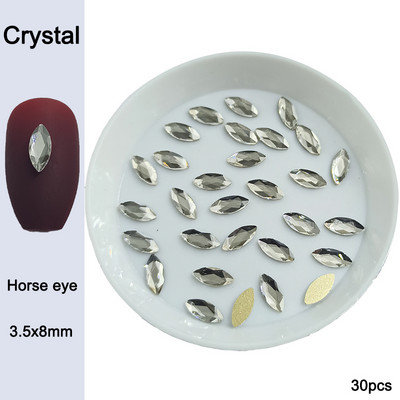 30/100 db Kristályfehér körömdíszítés strasszos kiegészítők lapos üveg kő strassz vegyes formájú barkácsolás divatos 3D körömdíszítés