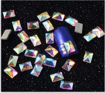 100db AB átlátszó strassz 4-10mm körömdíszítő formájú felső Crystal AB cseh kristály strassz lapos hátú hosszúkás üvegkövek ZZ15244